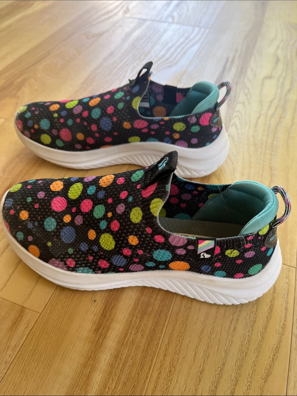 Skechers Kids Slip-On Sneakers - Black with Multicolor Polka Dots
